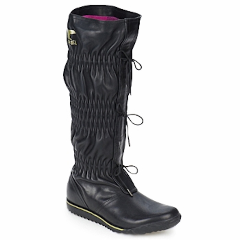 SOREL Firenzy TALL black LEATHER waterproof high  BOOTS 6